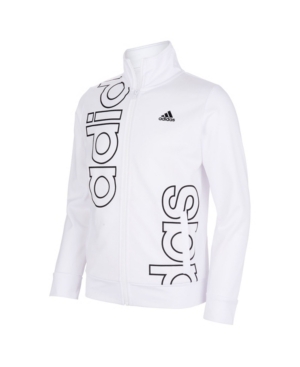 image of adidas Big Girls Zip Front Graphic Tricot Jacket