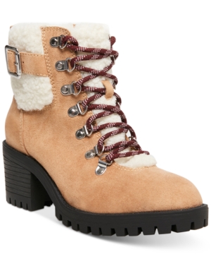 image of Madden Girl Hayess Faux-Fur Lug Sole Hiker Booties