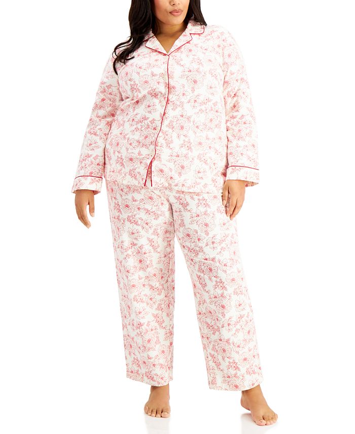 Charter Club Plus Size Cotton Flannel Pajama Set, Created for Macy's -  Macy's