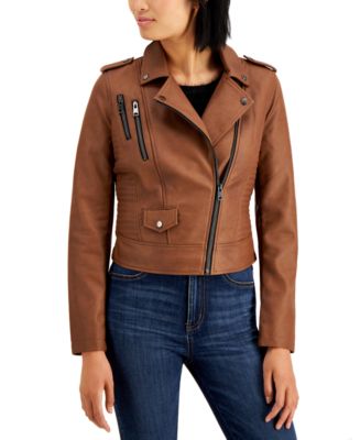 CoffeeShop Juniors' Faux-Leather Moto Jacket, Created for Macy's - Macy's