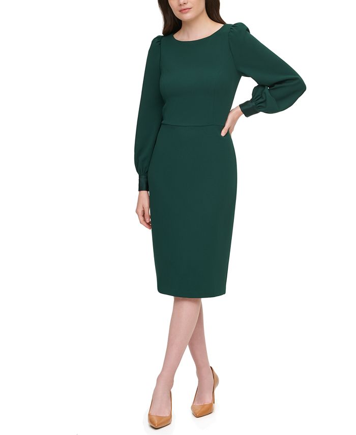 Calvin Klein Puff-Sleeve Sheath Dress & Reviews - Dresses - Women - Macy's