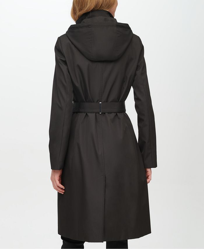 Calvin Klein Petite Hooded Belted Trench Coat & Reviews Coats