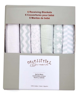 Tendertyme Baby Boys and Girls 6 Pieced Boxed Flannel Receiving Blankets