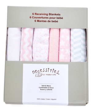 Tendertyme Baby Boys and Girls 6 Pieced Boxed Flannel Receiving Blankets