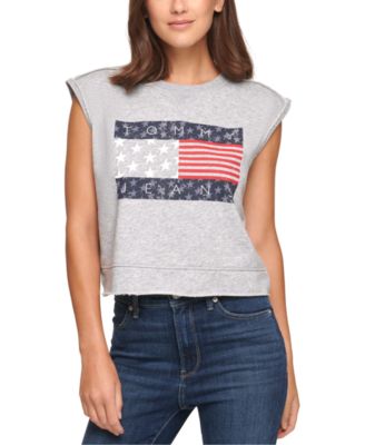 tommy flag cropped sweatshirt