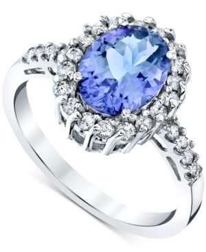 image of Tanzanite (2-1/10 ct. t.w.) & Diamond (3/8 ct. t.w.) Ring in 14k White Gold