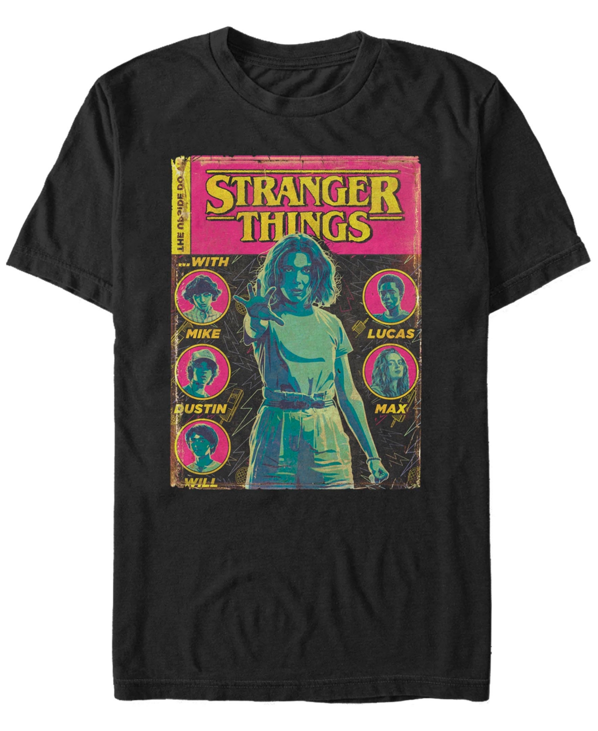 Fifth Sun Stranger Things Men's Group Shot Comic Cover Short Sleeve T-shirt In Black