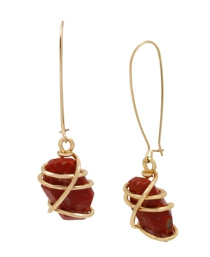 image of Robert Lee Morris Soho Caged Jasper Stone Long Drop Earrings