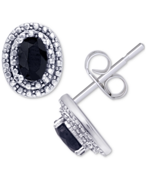 image of Sapphire Oval Stud Earrings (1-1/5 ct. t.w.) in Sterling Silver