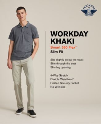 Men's Workday Smart 360 Flex Slim Fit Khaki Stretch Pants