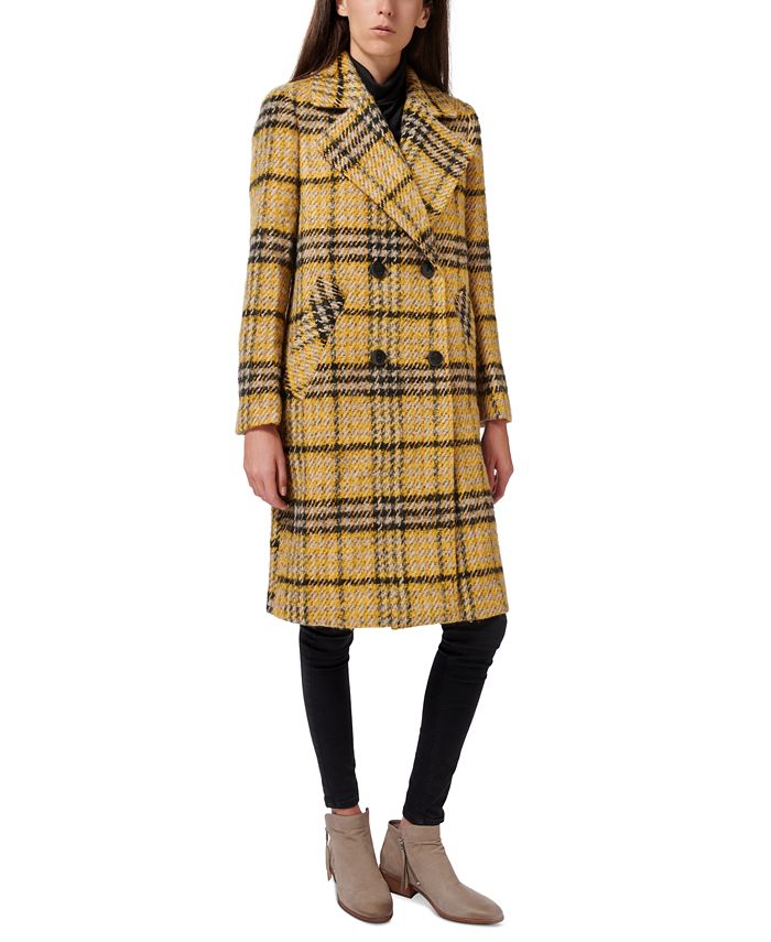 Sam Edelman Oversized Double-Breasted Plaid Walker Coat, Created for ...