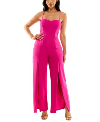 Bebe - Juniors' Bustier Slit-Leg Jumpsuit