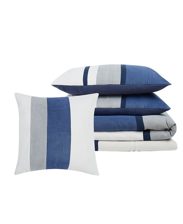 London Fog Newport Stripe 4 Piece Comforter Set, King Macy's