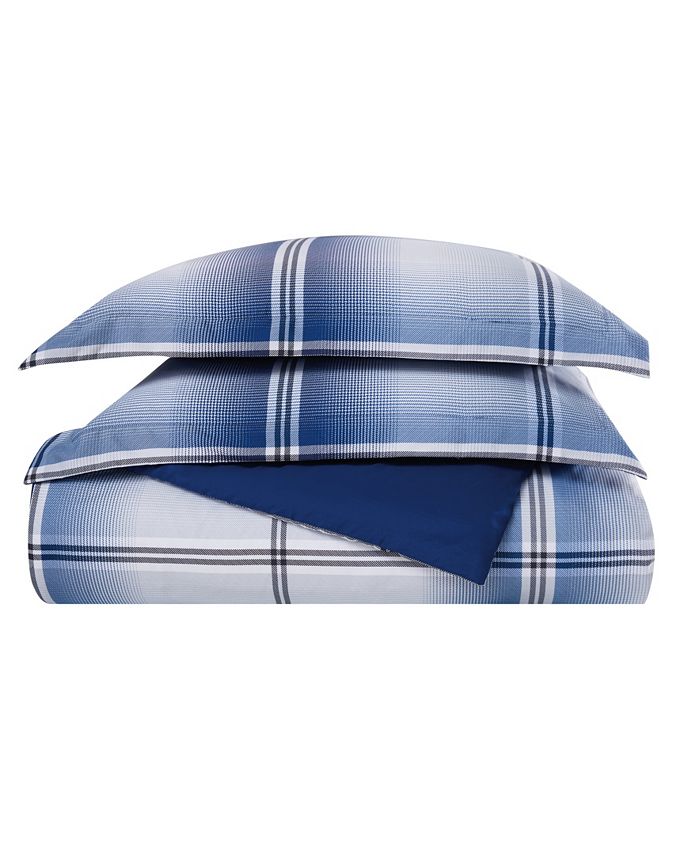 London Fog Nolan Houndstooth Stripe 3 Piece Comforter Set, King Macy's