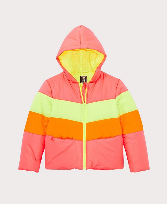 S Rothschild & CO Big Girls Neon Colorblock Puffer Coat - Macy's