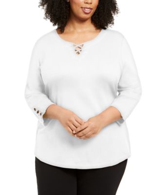 all white plus size tops