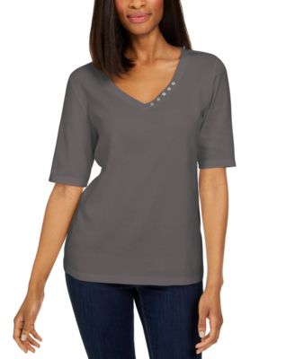 Karen Scott - Plus Size 3/4-Sleeve Top