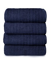 Absorbent Machine Washable - Set of 4 Bath Towels Soft Welhome Basic 100% Cotton Towel Quick Dry Sky Blue 434 GSM