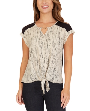 image of Bcx Juniors- Printed Tie-Front Top