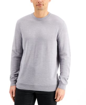 Men's Solid Crew Neck Merino Wool Blend Sweater, Created for Macy's 