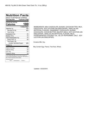 Marshall Field's Holiday Clock Tin Milk Mint Chocolates, 14 Oz