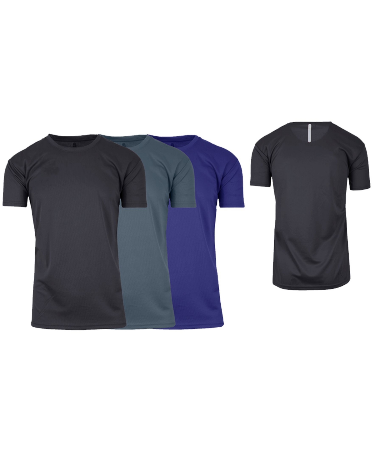 Galaxy By Harvic Men's Short Sleeve Moisture-wicking Quick Dry Performance Tee, Pack Of 3 In Black,charcoal,navy