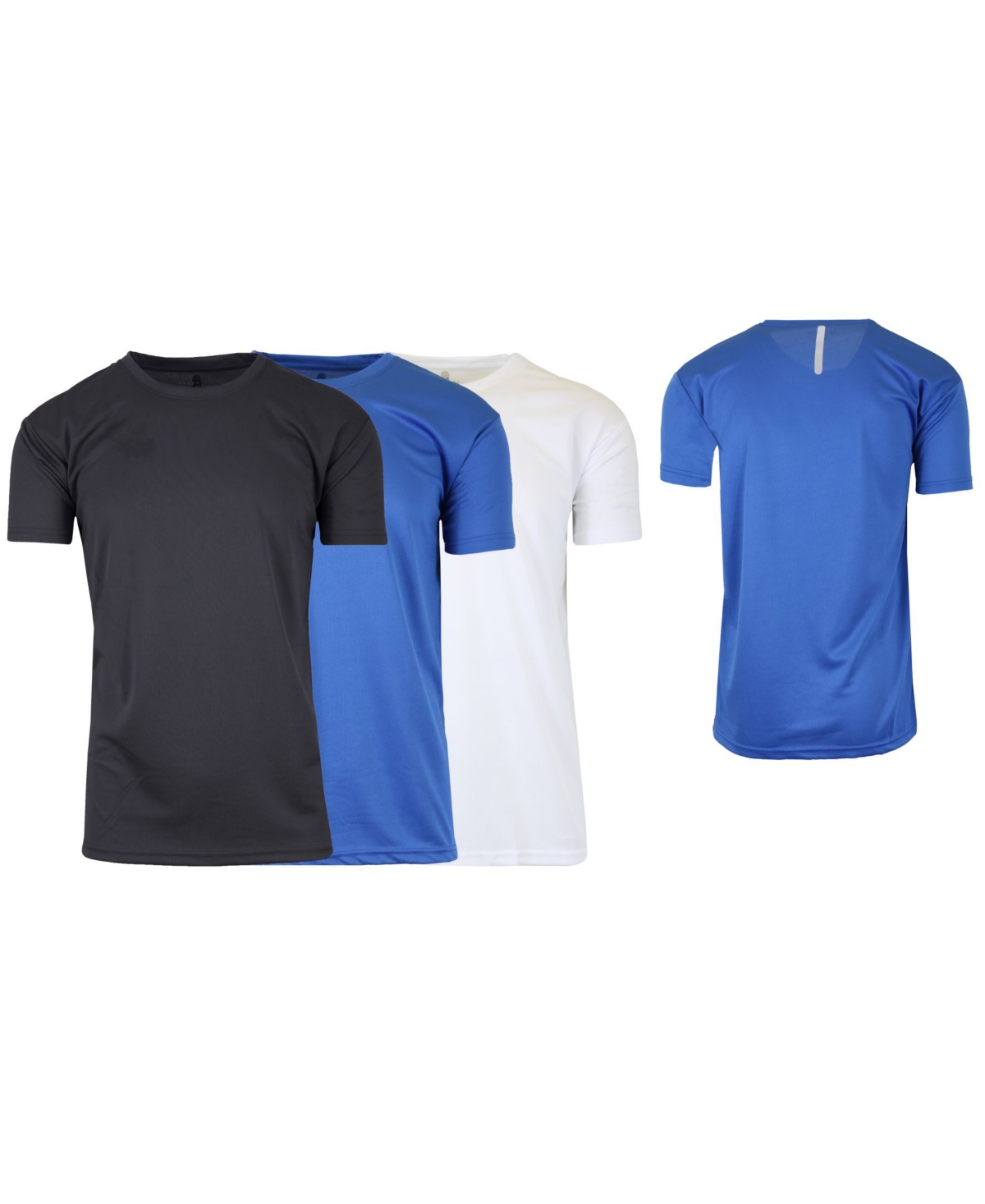 Galaxy By Harvic Men's Short Sleeve Moisture-wicking Quick Dry Performance Tee, Pack Of 3 In Black,medium Blue,white