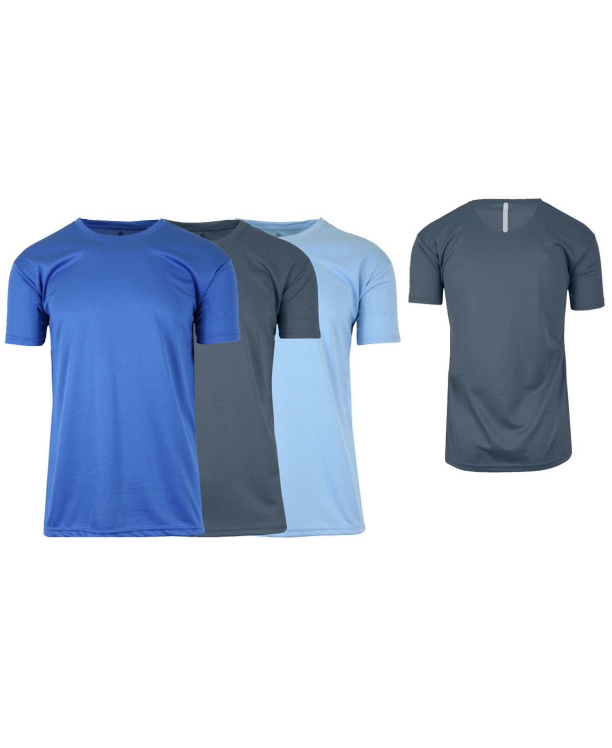 Galaxy By Harvic Men's Short Sleeve Moisture-wicking Quick Dry Performance Tee, Pack Of 3 In Medium Blue,charcoal,light Blue