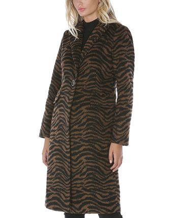 Tahari - Zebra-Print Reefer Coat