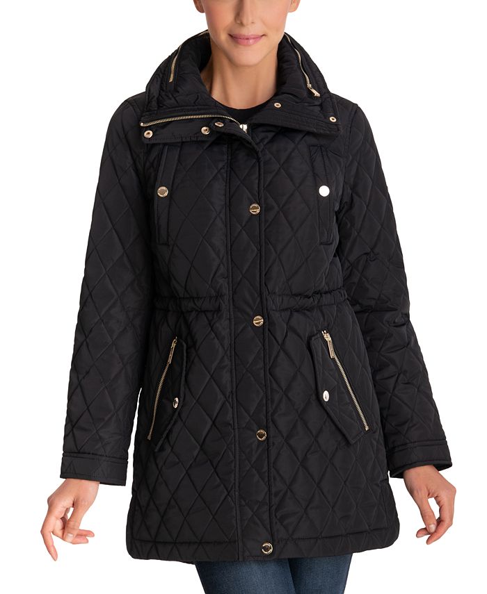 Michael Kors Petite Hooded Quilted Anorak Coat, Created for Macy's - Macy's