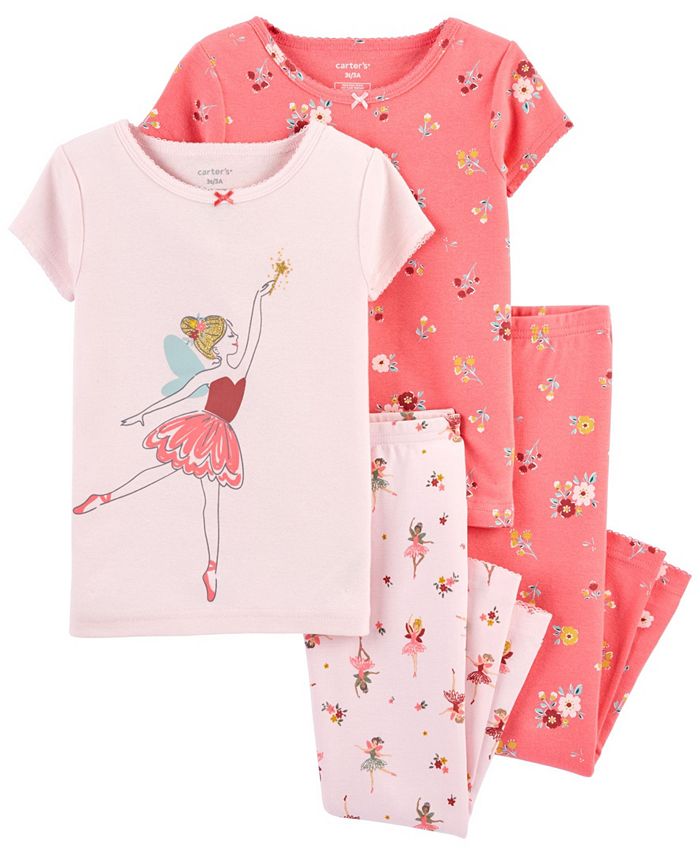 Carter's 4pc Kid Girl Movie Night Snug Fit Cotton Pajama Set main image 0