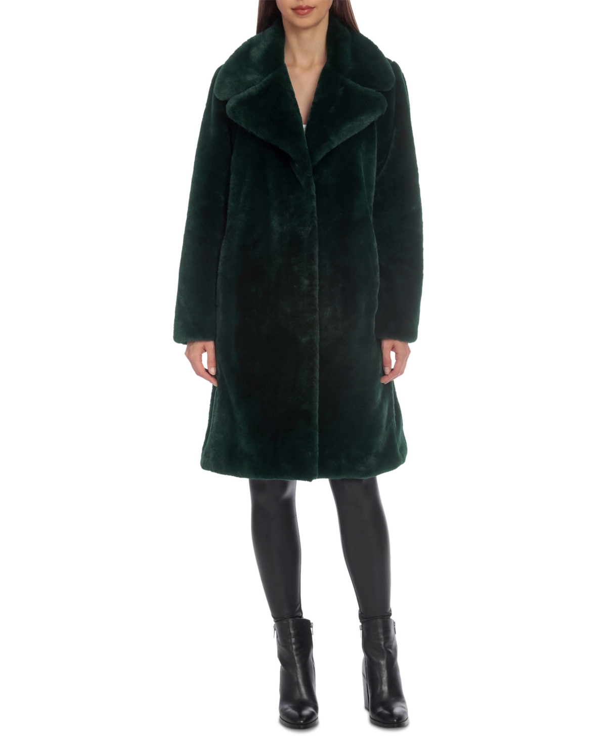 Women's Faux-Fur Coat - Emerald