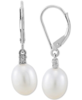 Cultured Freshwater Pearl Earrings (8mm) in 10k Gold & White Gold - White Gold