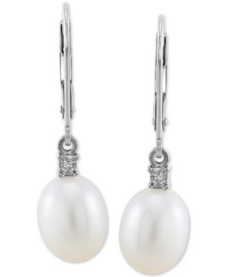 Cultured Freshwater Pearl Earrings (8mm) in 10k Gold & White Gold