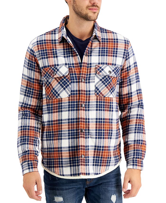 Sun + Stone Men's Catskill Fleece-Lined Plaid Shirt Jacket, Created for ...