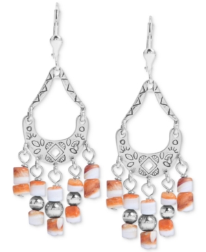 image of American West Orange Spiny Chandelier Drop Earrings in Sterling Silver