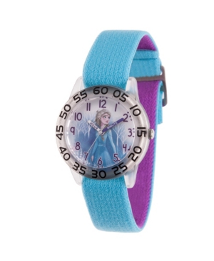 Ewatchfactory Kids' Disney Frozen 2 Elsa Girls' Clear Plastic Time Teacher Watch 32mm In Blue