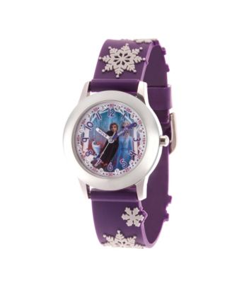 ewatchfactory - Disney Frozen 2 Elsa, Anna, Olaf Girls' Stainless Steel Time Teacher Glitz Watch 32mm
