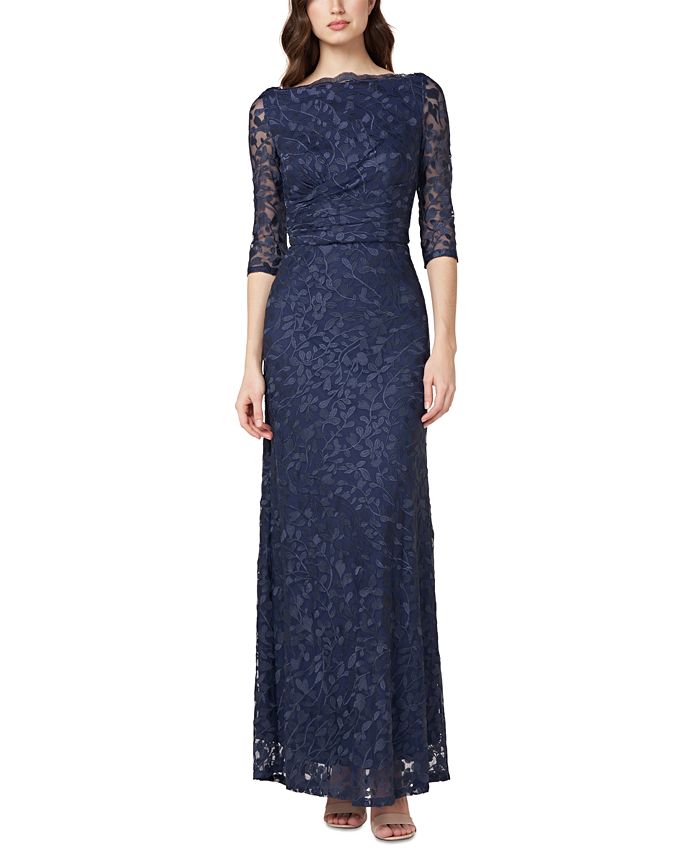 JS Collections Embroidered Floral Gown - Macy's