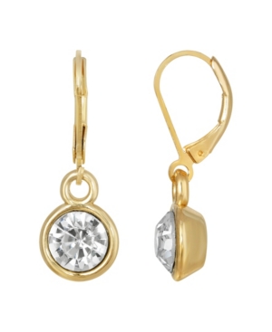 image of 2028 Gold-Tone Round Crystal Drop Earring
