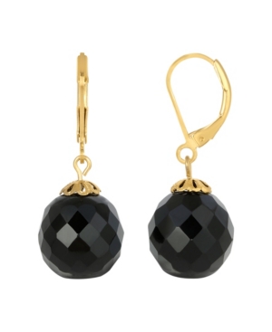 image of 2028 Gold-Tone Black Bead Drop Earring