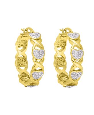 Macy's - Diamond Accent Gold-plated, Silver Plated or Rose Gold Plated X and Heart Earrings