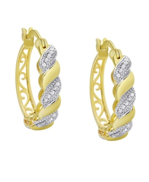 image of Macy-s Diamond Accent Gold-plated San Marco Hoop Earrings
