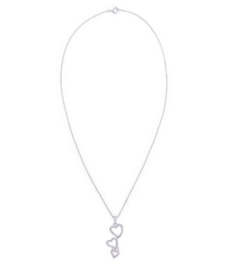 Diamond Accent Silver-plated Triple Heart Pendant Necklace