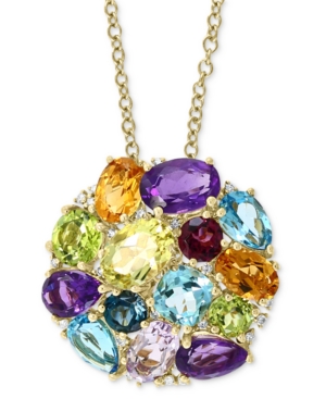 image of Effy Multi-Gemstone (7-3/4 ct. t.w.) & Diamond (1/10 ct. t.w.) Round Cluster 18
