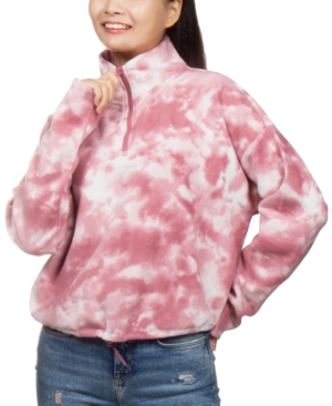 image of Hippie Rose Juniors- Tie-Dyed Fleece Quarter-Zip