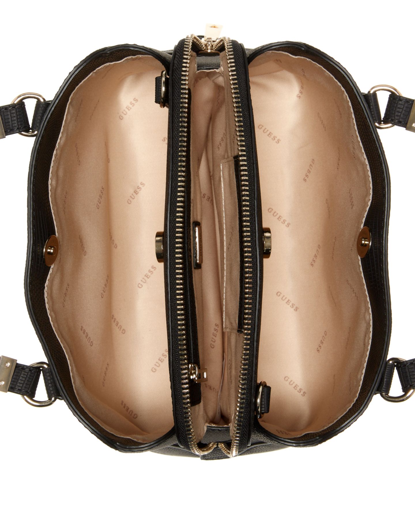 Сумка GUESS Lyndi Small Triple Compartment Girlfriend Satchel, цвет: Чёрный — фото 3
