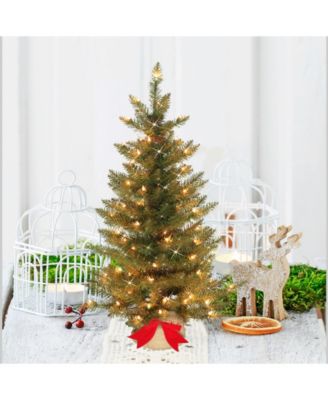 Puleo 3" Pre-Lit Slim Fraser Fir Artificial Christmas Tree
