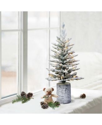 Puleo 3' Pre-Lit Potted Flocked Arctic Fir Tree