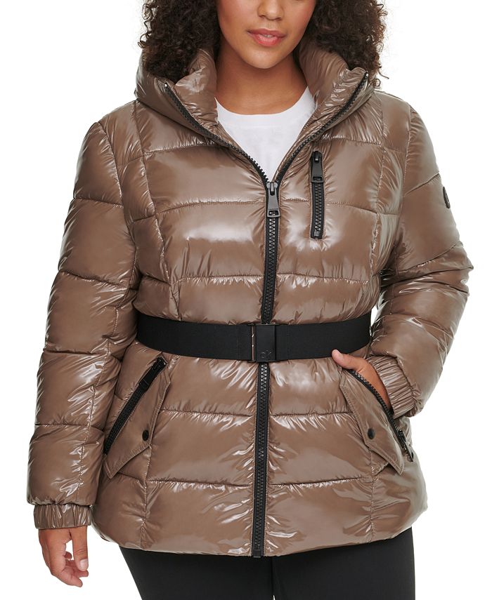 Calvin Klein Plus Size Belted Puffer Coat & - & Jackets - Plus Sizes - Macy's